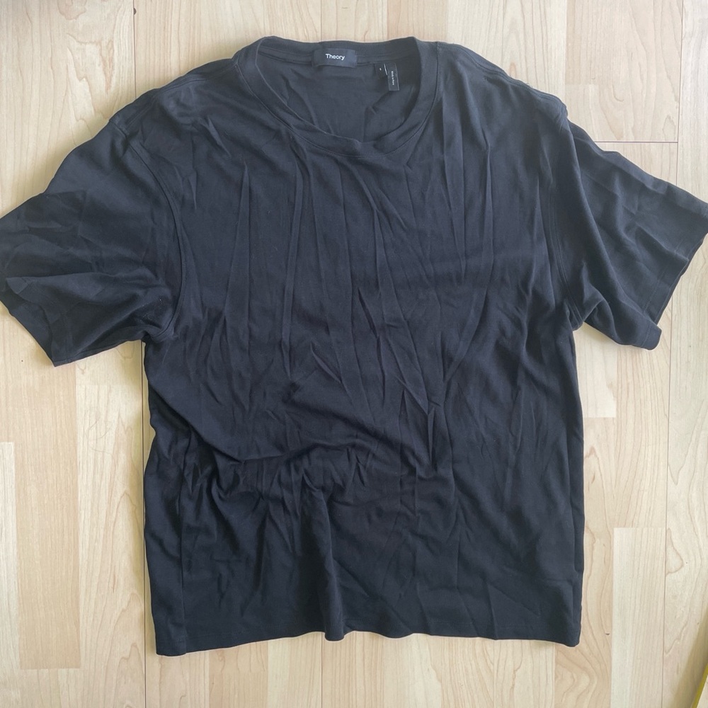 Theory Black essential basic Short-Sleeve Crew Neck Tee 100% cotton